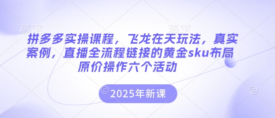 拼多多实操课程，飞龙在天玩法，真实案例，直播全流程链接的黄金sku布局原价操作六个活动-OPCmate