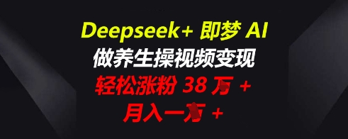Deepseek+即梦AI，做养生操视频变现，轻松涨粉38W+，月入一W+-OPCmate