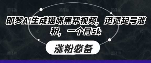 即梦AI生成猫咪黑帮视频，迅速起号涨粉，一个月5k-OPCmate