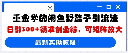 重金学的闲鱼野路子引流法，日引300+精准创业粉，可矩阵放大-OPCmate