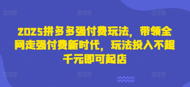 2025拼多多强付费玩法，带领全网走强付费新时代，玩法投入不超千元即可起店-OPCmate