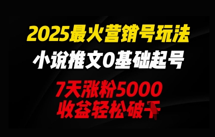 2025最火营销号玩法：小说推文0基础起号，7天涨粉5000，收益轻松破k-OPCmate