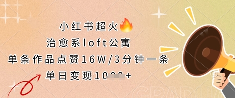 小红书超火的治愈系loft公寓,单条作品点赞16W,3分钟一条,单日变现数张-OPCmate