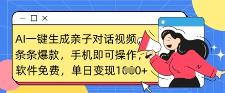 AI一键生成亲子对话视频，条条爆款，一部手机即可操作，单日变现数张-OPCmate